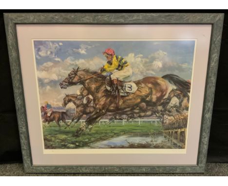 Claire Eva Burton (bn. 1955), after, 'The Water Jump, Newbury', limited edition print, signed and numbered 660/850 in pencil 
