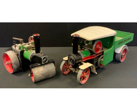 A Mamod steam roller;  a Mamod steam wagon (2) 