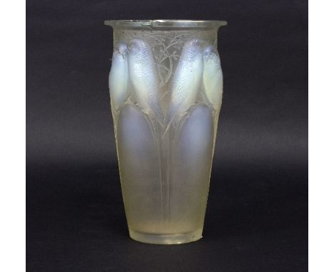 Lalique, a Ceylan vase of opalescent glass, designed circa 1924, etched R Lalique France, 24cm high   Condition Report:  A 4c