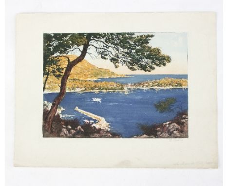 W Romey (20th Century)/Harbour Scene/signed/aquatint etching, 28.5cm x 39cm/and two other French aquatints    Condition Repor