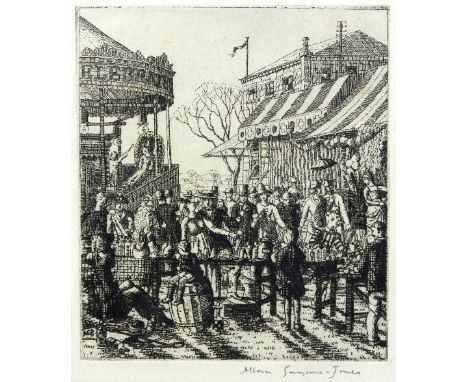 Allan Gwynne-Jones CBE DSO RA (British 1892-1982)/Trinity Fair, Gun Hill, Southwold, 1912/signed/etching, 14.5cm x 12cm/see i