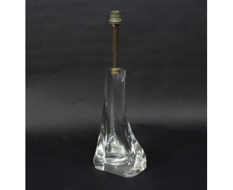 Daum, a clear crystal glass lamp base of stylised flowering form, etched signature to base, 26cm high