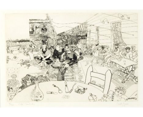 Anthony Gross CBE RA (British 1905-1984)/Cafe Cambrils 1933/limited edition 32/50/etching, 17cm x 24.5cm/Provenance: The Redf