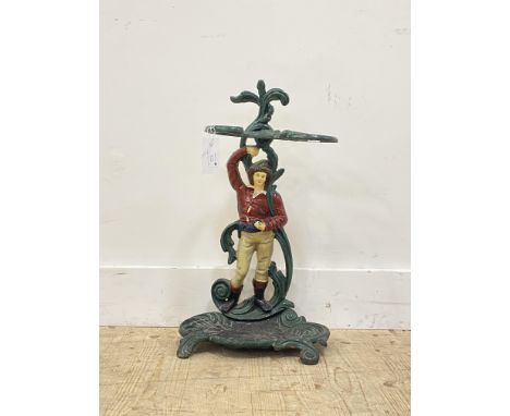 A Victorian style figural cast iron stick stand. H58cm.&nbsp;