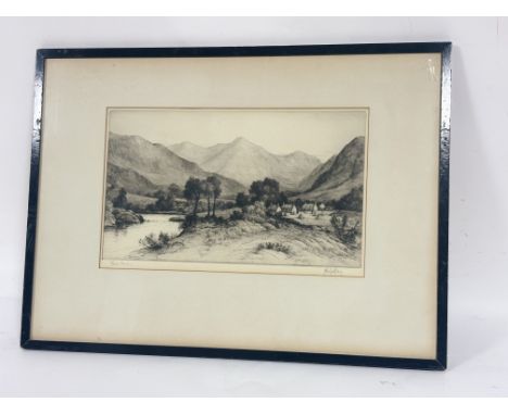 John Fullwood (British 1854-1931), River Cona, etching, signed and titled bellow, artist label verso, in a glazed frame. (20.