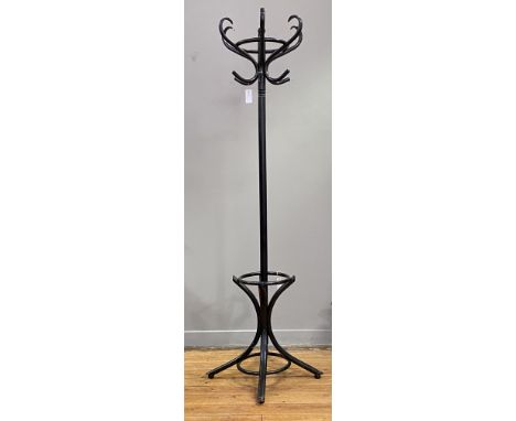A vintage ebonised bentwood hat stand. H193cm.&nbsp;