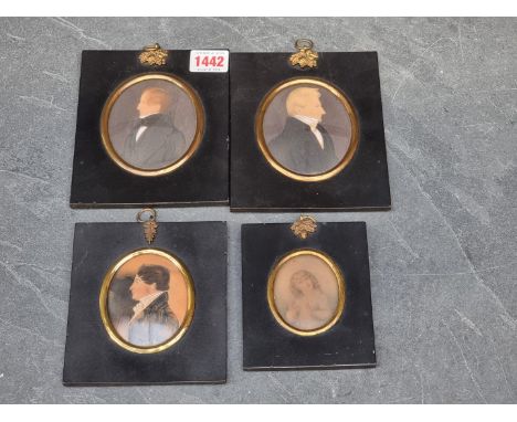 English School,&nbsp;19th century, a pair of portrait&nbsp;miniatures of gentlemen, inscribed 'James Cox' and 'J B Cox', wate