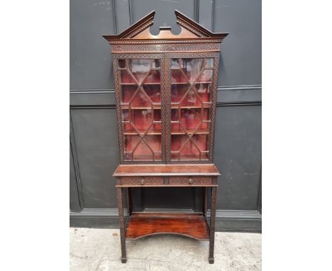 A good 19th century mahogany blindfret display cabinet,&nbsp;in the Chippendale style, 76.5cm wide. 