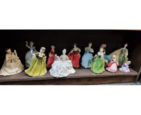 Eleven Royal Doulton figures, together with a Royal Worcester figure. (12) 