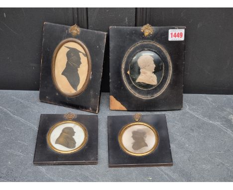 English school,&nbsp;first half 19th century, a plaster portrait profile relief of a gentleman, 8.5 x 7cm oval; together thre