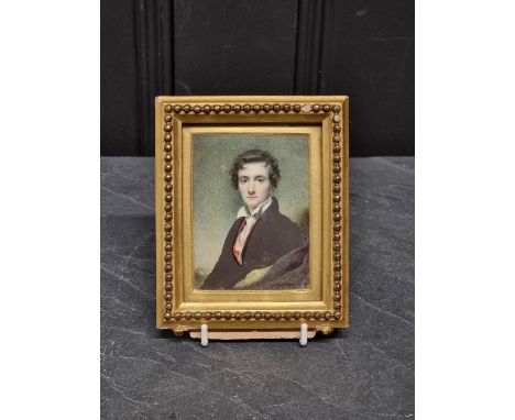 British School, early 19th century, a bust length portrait miniatures of a gentleman, on ivory, 8.6 x 6.5cm.  The sitter is p