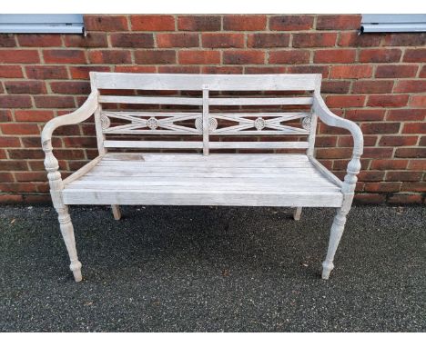 A teak garden bench,&nbsp;112cm wide. 