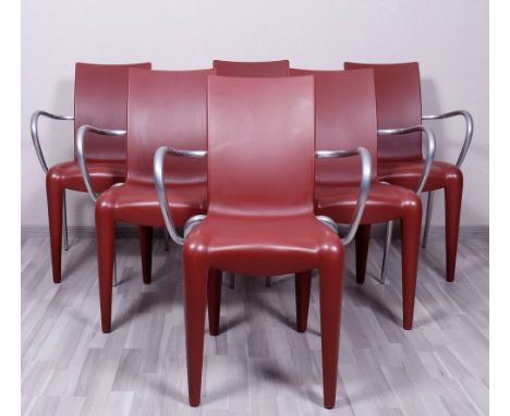   6 Armlehnstühle, Entwurf Philip Starck für Vitra, Modell "Louis 20"   burgundfarbenes Polypropylen/Aluminium, Herstellereti