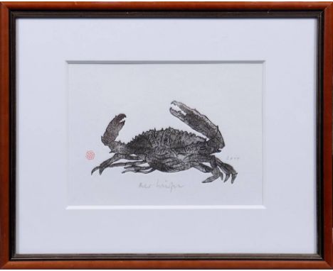   Peter Würfel  Krebs mit erhobenen Zangen, 2014, Aquatintaradierung, mittig bleistiftsign., ca. 14x19cm (Bildausschnitt), ge