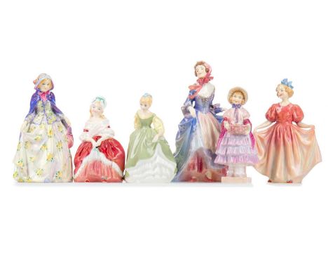 ROYAL DOULTON FIGURE OF 'JENNIFER',HN1484, issued 1931-1949, 17cm high, along with 'Suzette' HN1577, 'Greta', 'Peggy' HN2038,