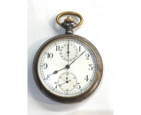 Antique gun metal centre second chronograph pocket watch the watch winds and ticks but centre second hand not working so sold