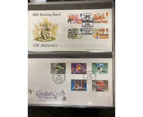 FIRST DAY COVERS 1980s FDCs with some Officials housed in a cover album incl 1983 British Fairs on Milk Marketing Board Offic