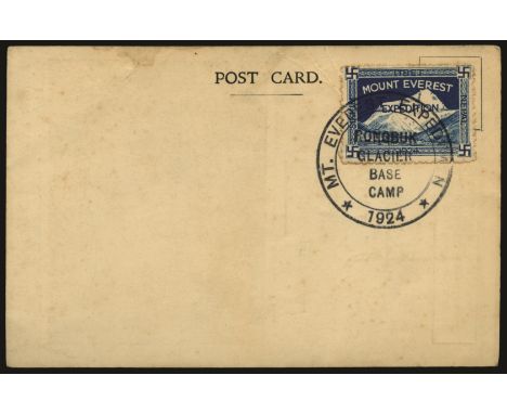 Mount Everest Expeditions: 1924 Expedition, four 'Captain Noel' souvenir postcards, two used from Calcutta with standard type