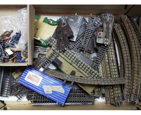 Hornby Dublo, Hornby, Dinky Toys, Meccano, Britains - A quantity of Hornby Dublo 3 rail track, with some Hornby Dublo OO gaug