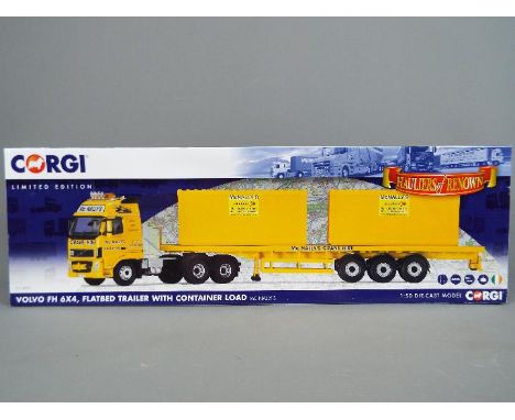 Corgi - A boxed Limited Edition 1:50 scale 'Hauliers of Renown' CC14037 Volvo FH6x4, Flatbed Trailer with Container Load - Mc