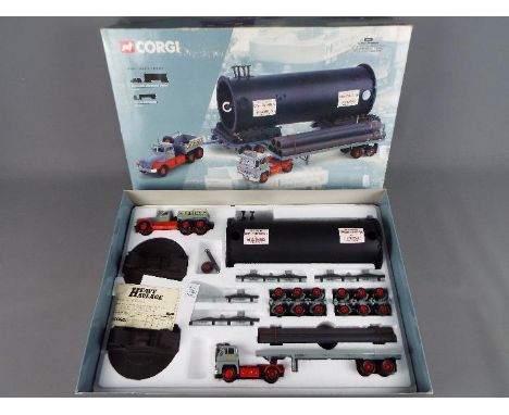 Corgi Heavy Haulage - A boxed Limited Edition Corgi Heavy Haulage #31014 Guy Invincible Long Platform Trailer, Pipe Load &amp