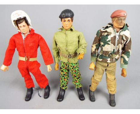 Palitoy - Three unboxed vintage 'Action Man' figures by Palitoy. All three have flock hair and gripping hands, one is an 'Eag