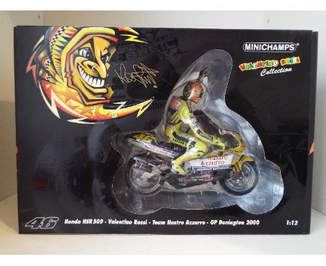 Minichamps Valentino Rossi Collection - a 1:12 scale diecast model Honda NSR500 with rider, GP Donnington 2000 issued in a li