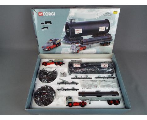 Corgi Heavy Haulage - A boxed Limited Edition #31014 Guy Invincible Long Platform Trailer, Pipe Load &amp; Diamond T Ballast,