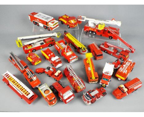 Corgi, Matchbox, Solido, Gama and others - A group of approximately 18 unboxed diecast fire appliances. Lot includes Siku V33