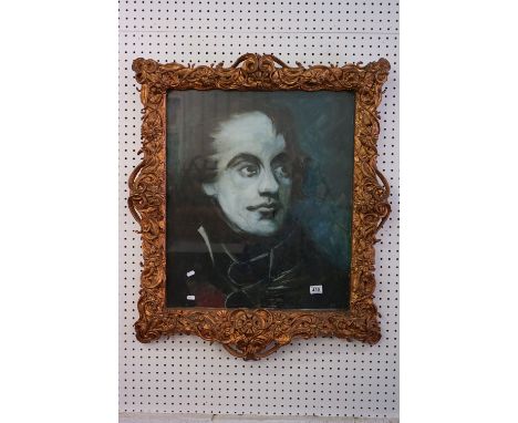 Oil Painting Portrait of Napoleon, 68cm x 58cm, ornate gilt effect framed and glazed 