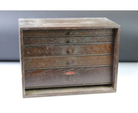 A vintage Neslein wooden engineers tool box complete with contents to include tools and sewing equipment. 