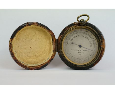 An early 20th century Negretti &amp; Zambra pocket barometer in original fitted case. 