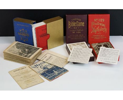 Four Playing Card Games to include Jaques &amp; Sons National Gallery Games with rules (lacking one card), Waddington's Lexic