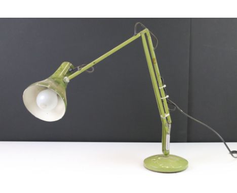 Mid 20th century Herbert Terry anglepoise desk lamp, overpainted green 