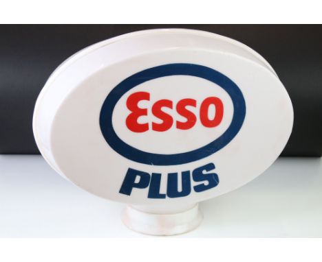 Advertising - ' Esso Plus ' Perspex garage sign of oval form. Measures approx 40cm H x 50cm W 