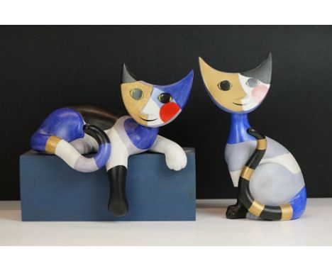 Two Goebel cat figures by Rosina Wachtmeister to include ' Giulia ' and ' Gino ' (tallest 21cm high) 