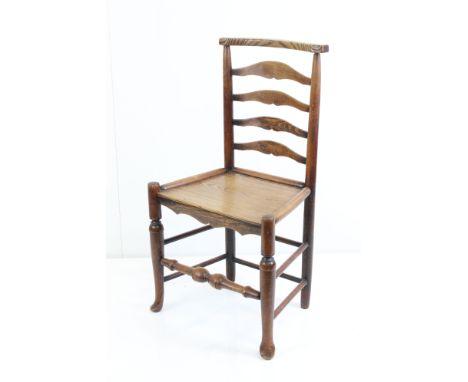 19th century Ash Ladderback Chair with solid seat, 48cm wide x 88cm high 