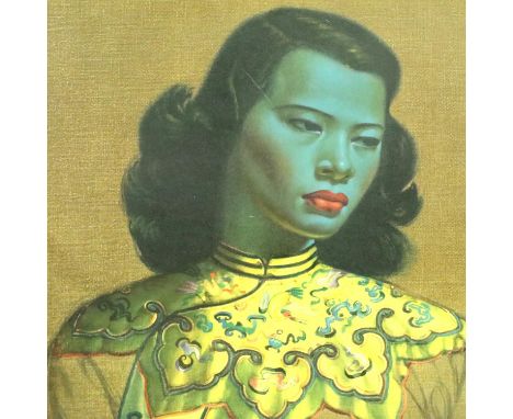 Vladimir Tretchikoff (1913-2006): green tint colour lithograph, Chinese girl. 50 x 60 cm. Condition report: Slight scuffs to 