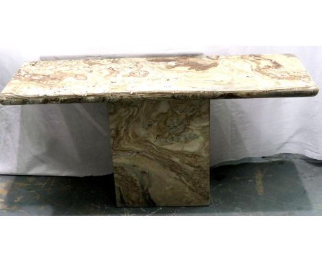 Modern high-polished marble console the top (150 x 50 cm) on a matched (damaged) marble plinth. Not available for in-house P&