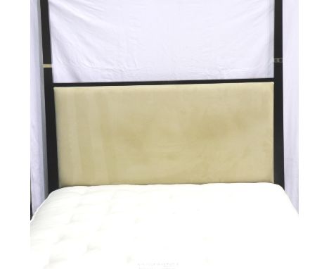 A contemporary king size bed frame with suede effect headboard and vi-spring mattress, light usage marks on mattress, frame o