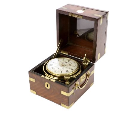 A Good Mahogany Two Day Marine Chronometer, signed James Murray, Royal Exchange, London, No.802, circa 1840, three tier brass