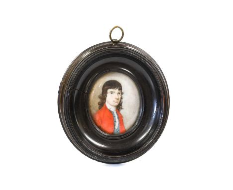 English School (18th century): Miniature Portrait of William Powell, bust length, wearing a white stock, grey waistcoat and s