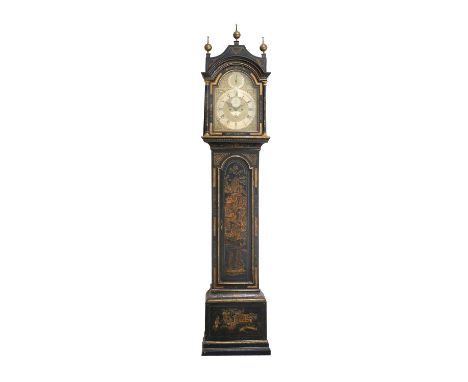 An Unusual Blue Chinoiserie Eight Day Longcase Clock, signed Thos Smith, London, circa 1770, the blue lacquer chinoiserie cas