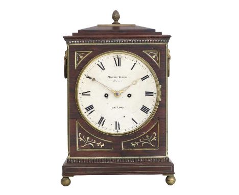 A Rosewood Striking Table Clock, signed Morris Toblas, Minories, London, circa 1810, pediment with single acorn finial, front