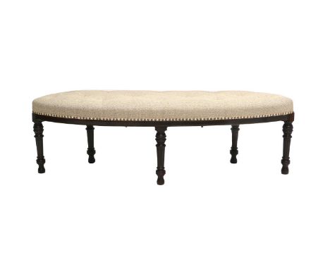 A Victorian Mahogany-Framed Window Seat, labelled Wallis &amp; Co, Holborn Circus, London, 3rd quarter 19th century, recovere