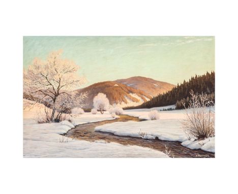Heffner, Julius1877 Bretzingen - 1951 Freiburg i.Br.«Wintermorgen bei Titisee - Rauhreif».Öl auf Malkarton. U.r. sign. Verso 