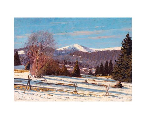 Dischler, Hermann1866 Freiburg i.Br. - 1935 Hinterzarten.«Am Feldberg».Öl auf Leinwand. U.l. sign. und «I 20.» dat. Verso auf