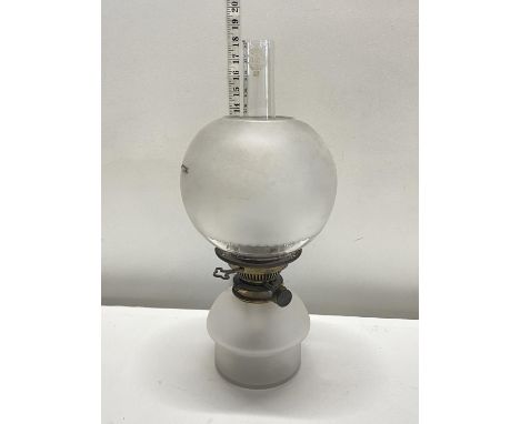 A vintage brass and glass oil lamp, shipping unavailable