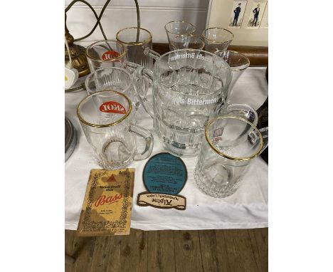 A selection of vintage brewery related glasses, shipping unavailable