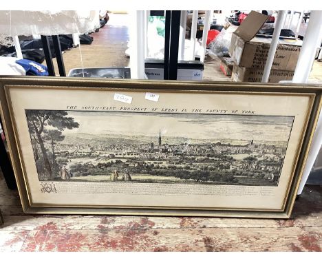A Georgian lithographic print of 'The South East Prospect of Leeds' 93x46cm Shipping unavailable.